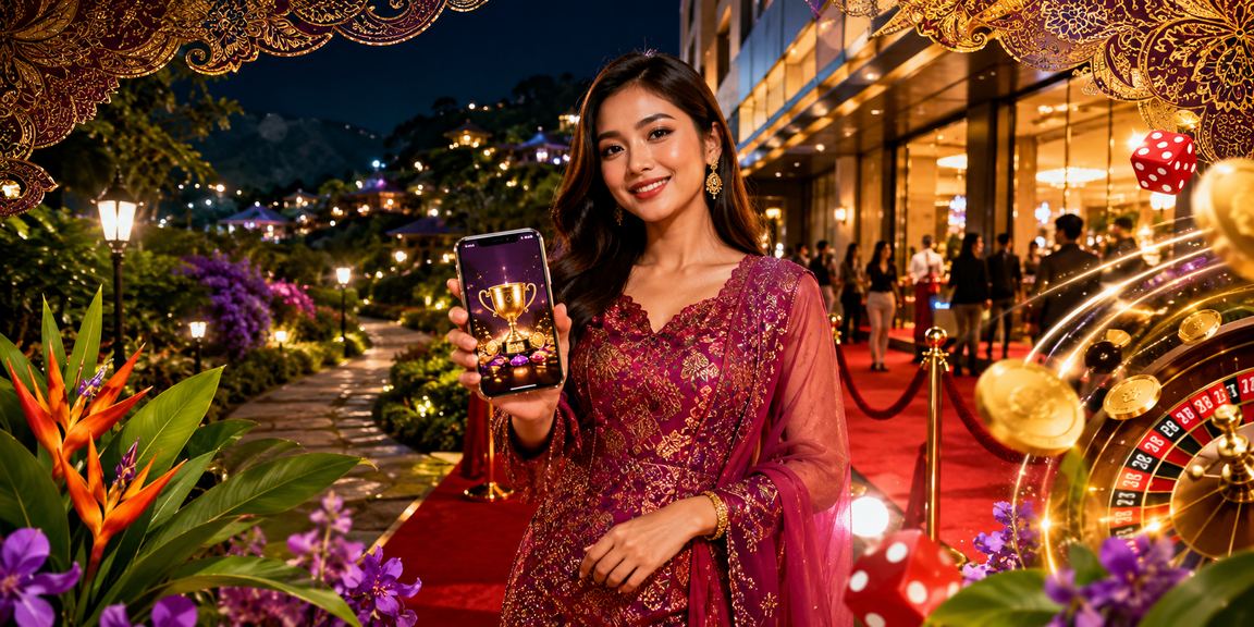 Pengguna Malaysia mendaftar bonus dengan latar batik tradisional pada platform dalam talian